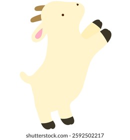 friendly goat standing on its hind legs, cute farm animal flat vector illustration