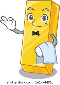 Friendly gold bar Character stand as a Waiter character
