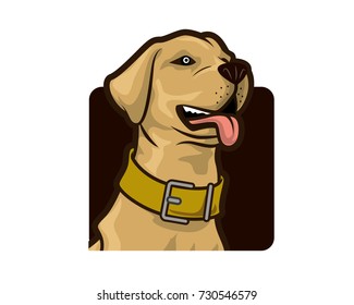 Friendly golden retriever dog illustration with dark background - vector