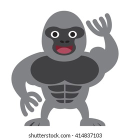 Friendly gorilla in flat style, vector animal