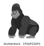 Friendly gorilla on a white background vector. Flat cartoon illustration for kids. Cute primate mammal cartoon character icon.