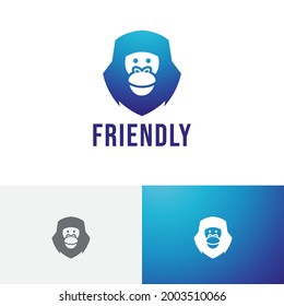 Friendly Gorilla Smiling Monkey Ape Animal Nature Logo