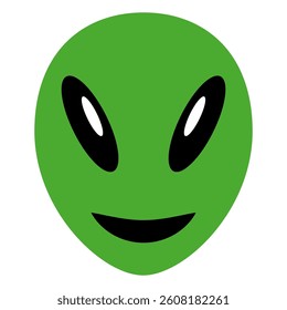 Friendly Green Alien Face, with Large Eyes and Subtle Smile