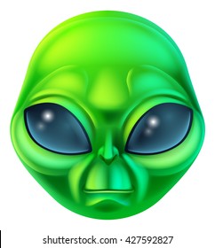 A friendly green cartoon alien extraterrestrial character