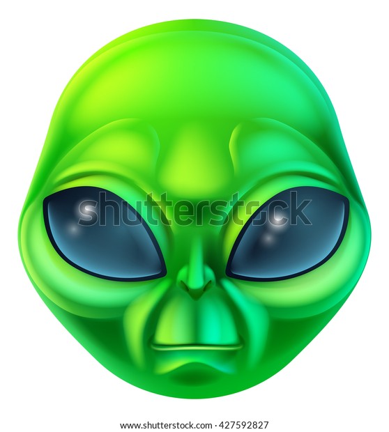 Friendly Green Cartoon Alien Extraterrestrial Character Stock Vector