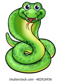 A friendly green cartoon snake cobra 