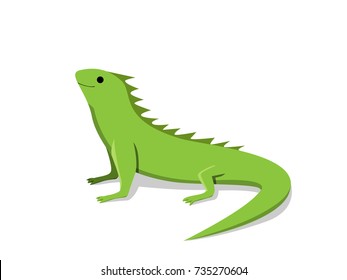Friendly green iguana in flat style, vector design