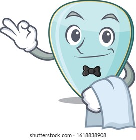 Friendly guitar plectrum Character stand as a Waiter character