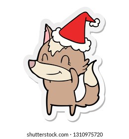 caricatura de un lobo con sombrero santa dibujada a mano