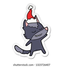 caricatura de un lobo con sombrero santa dibujada a mano