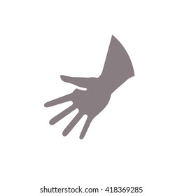 Friendly hand gesture. Minimalistic styling, gray color logo template. Handshake, fingers, palm vector isolated modern color logo. 