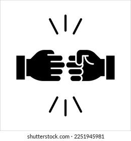 Friendly handshake icon. Joining hands. Buddies greeting gesture. vector illustration on white background. EPS 10