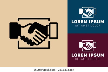 Friendly Handshake Icon Logo with Flat Style and Clear Lines