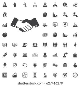 Friendly handshake icon on the white background. Business set of icons