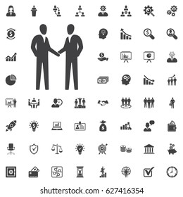 Friendly handshake icon on the white background. Business set of icons