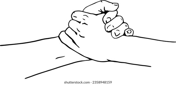 Friendly handshake Vector illustration black and white