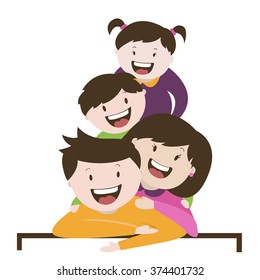 friendly happy family for the text template, vector art