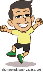 Amistoso niño feliz saltando