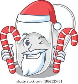Friendly hotel slippers dressed in Santa Cartoon character with Christmas candies