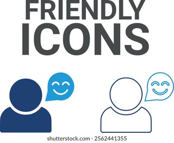 Friendly icon. Contains friends, groups of friends, socialize, friendly, cheers, trust, support,t, and best friends icons. Solid icon collection. Vector illustration.