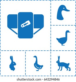 Friendly icon. set of 6 friendly filled icons such as goose, rabbit