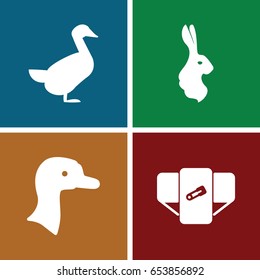 Friendly icons set. set of 4 friendly filled icons such as goose, rabbit