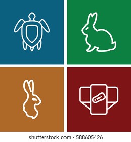 friendly icons set. Set of 4 friendly outline icons such as rabbit, diaper