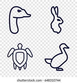 Friendly icons set. set of 4 friendly outline icons such as goose, rabbit