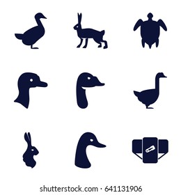 Friendly icons set. set of 9 friendly filled icons such as goose, rabbit, diaper