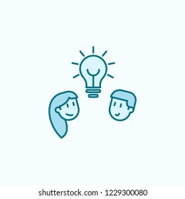 friendly idea 2 colored line icon. Simple colored element illustration. friendly idea outline symbol design from friendship set