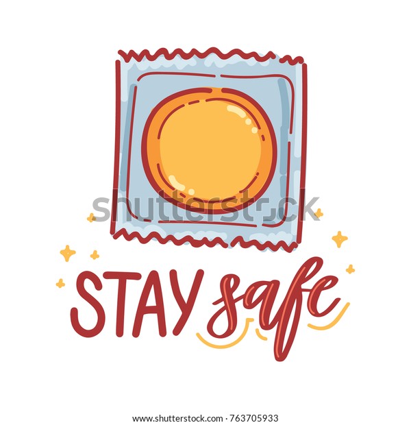 Friendly Illustration About Safe Sex Lettering Stock Vector Royalty