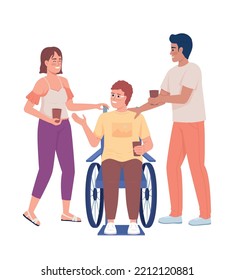 Friendly interaction semi flat color vector characters. Editable figures. Full body people on white. Social inclusion simple cartoon style illustration for web graphic design and animation