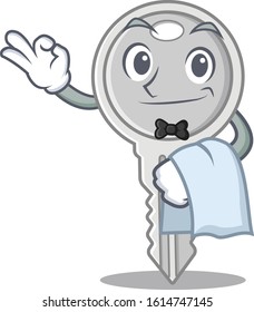Friendly key Character stand as a Waiter character