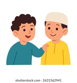 Friendly Kids Smiling Together – Multicultural Children Illustration