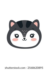 friendly kitten in cartoon style 