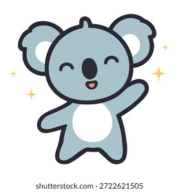Friendly Koala Character with Calm Expression in Clean Flat Vector Style 