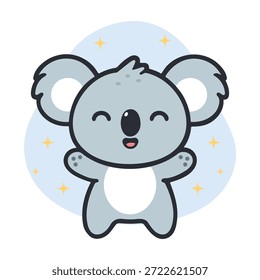 Caractere Koala amigável com expressão calma em estilo de vetor plano limpo 