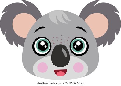 Friendly koala face isolated on white