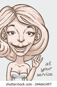 friendly lady cartoon poster