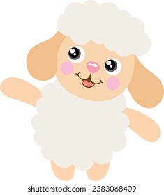 Friendly lamb sheep isolated on white

