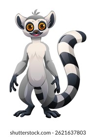 Friendly lemur standing. Vector cartoon character illustration