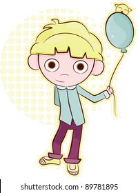Friendly little boy with balloon