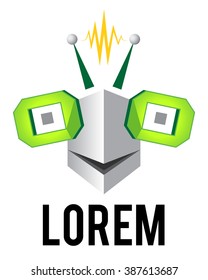 Friendly look robot face, vector logo template