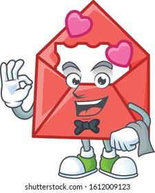 Friendly love letter Character stand as a Waiter character
