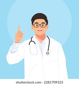 Friendly male doctor. Flat vector style characters, Healthcare illustrations.