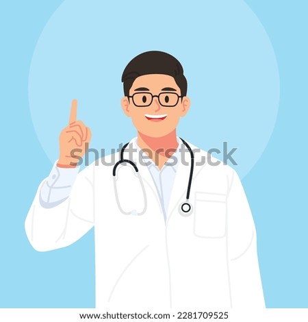 Friendly male doctor. Flat vector style characters, Healthcare illustrations.
