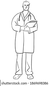 Friendly Male Doctors. Hand drawn style vector design illustrations.