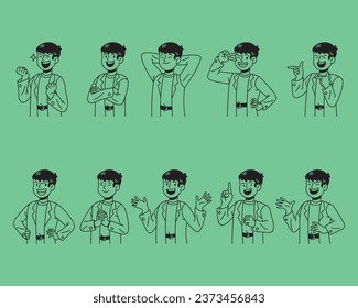 Friendly man character outline vector