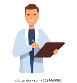 Friendly medical professional is writing on a clipboard, showcasing the healthcare industry