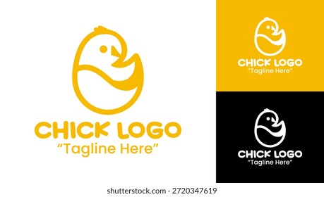 A friendly modern minimalist chick logo designed for farm branding, local businesses, and organic identity.